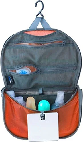 Suitcase with modern logos-Sea To Summit Travelling Light Hanging Toiletry Bag - Orange Small