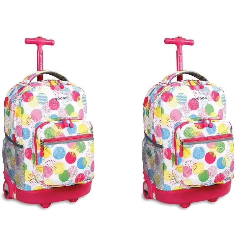 Waterproof travel backpack-SET OF 2 J World New York Sunrise Rolling Backpack (Speckle)