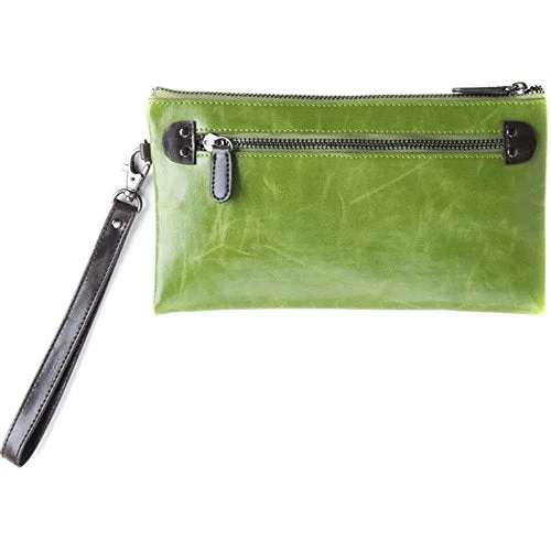 Suitcase for minimalist travel-Shiraleah Harper Zip Wristlet, Leaf