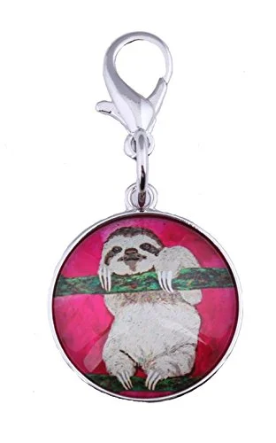 Suitcase for stylish travelers-Sloth Zipper Pull Charm, Bag Charm With Lobster Claw Clasp - Animal (Sloth -Leisurely Life)