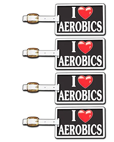 Suitcase with bold patterns-Tag Crazy I Heart Aerobics Four Pack, Black/White/Red, One Size