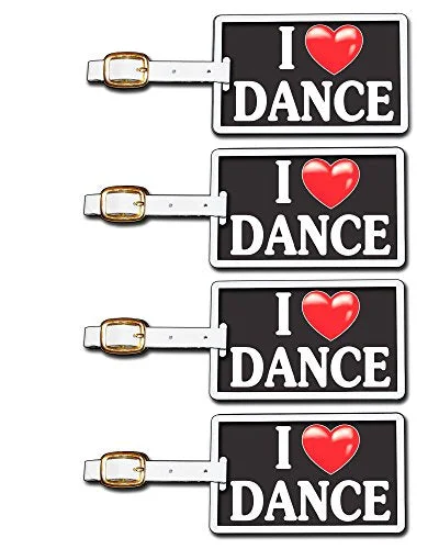 Suitcase for summer trips-Tag Crazy I Heart Dance Four Pack, Black/White/Red, One Size