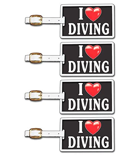 Suitcase for cold climates-Tag Crazy I Heart Diving Four Pack, Black/White/Red, One Size