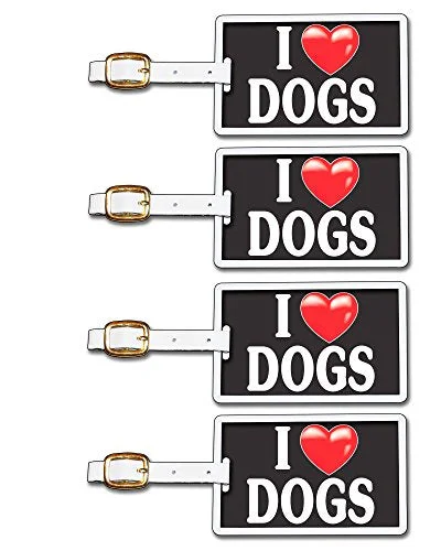 Suitcase with extra strength-Tag Crazy I Heart Dogs Four Pack, Black/White/Red, One Size