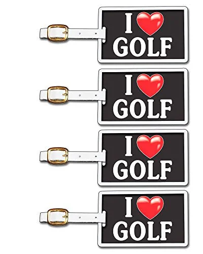 Suitcase with trendy prints-Tag Crazy I Heart Golf Four Pack, Black/White/Red, One Size