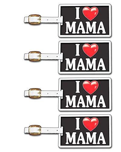 Suitcase with protective lining-Tag Crazy I Heart Mama Four Pack, Black/White/Red, One Size