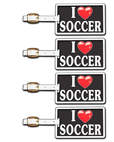 Suitcase for minimalist travelers-Tag Crazy I Heart Soccer Four Pack, Black/White/Red, One Size