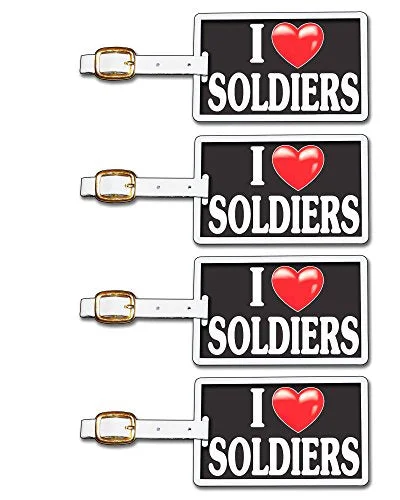 Suitcase for outdoor gear-Tag Crazy I Heart Soldiers Four Pack, Black/White/Red, One Size