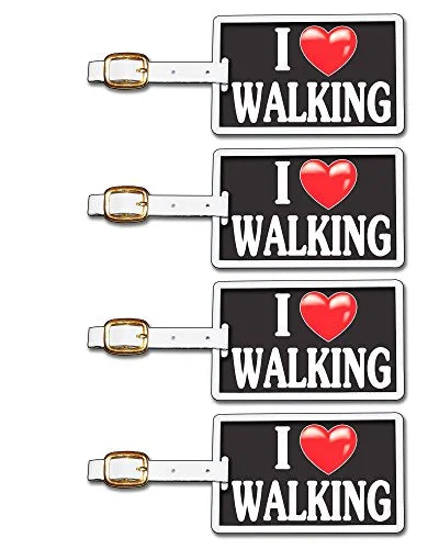 Suitcase with compact size-Tag Crazy I Heart Walking Four Pack, Black/White/Red, One Size