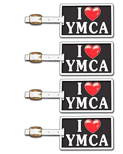 Suitcase for luxury trips-Tag Crazy I Heart Ymca Four Pack, Black/White/Red, One Size