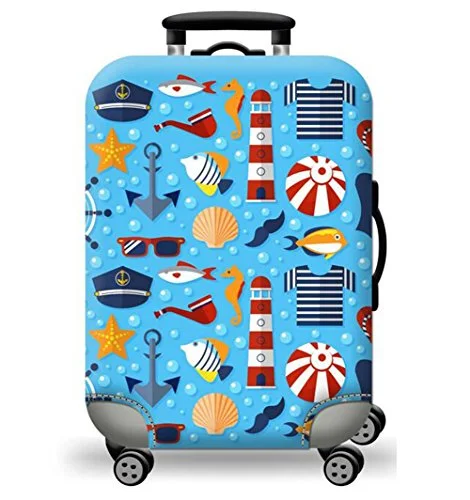 Suitcase for summer vacations-Tdc Elastic Luggage Cover Luggage Suitcase Cover Super Light-Weight Luggage Protector, Blue