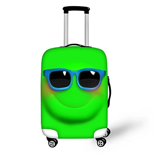 Suitcase with sturdy handles-Thikin 18/22/28 Inch Cute Emoji Smile Face Dustproof Luggage Cover For Travel