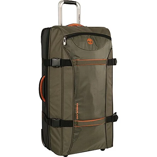 Suitcase for long-distance travel-Timberland Luggage Twin Mountain 22 Inch Wheeled Duffle, Burnt Olive/Burnt Orange, One Size