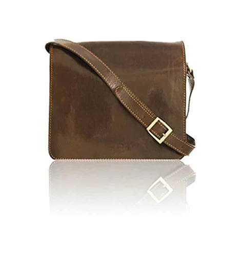 Suitcase with large compartments-Timmari Chestnut Collection Italian Leather Shoulder Bag