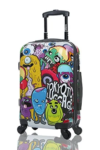 Suitcase for weekend getaways-Tokyoto Luggage Carry-On Trolley Cabin Suitcase Travel Bag - Monsters&Zombies (Trolley + Charger)