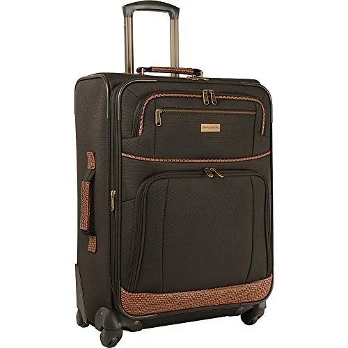 Suitcase with sturdy wheels-Tommy Bahama Mojito 24-Inch Expandable Spinner Suitcase, Dark Brown