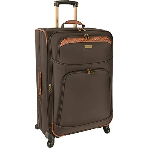 Suitcase for outdoor adventures-Tommy Bahama Santorini 28 Inch Expandable Spinner, Dark Brown/Cognac, One Size