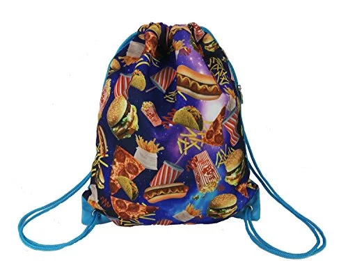 Suitcase for cold climates-Top Trenz Scented Tasty Print Drawstring Bags (Fast Food, No Scent)