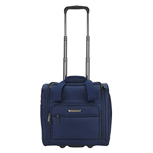 Suitcase with sleek straps-Travelers Polo & Racquet Club Rafael 15 Inch Softside Underseater With Usb Port, Navy