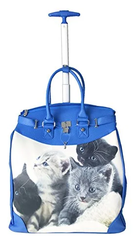 Suitcase with spinner wheels-Trendy Flyer Computer/Laptop Rolling Bag 2 Wheel Case Cats / Animals