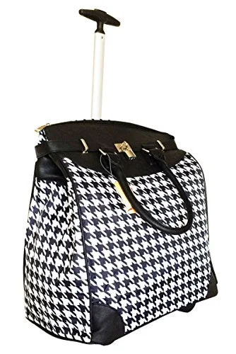 Suitcase for overnight stays-Trendy Flyer Computer/Laptop Rolling Bag 2 Wheel Case Houndstooth Black