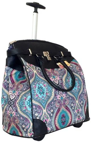 Suitcase for road trips-Trendy Flyer Computer/Laptop Rolling Bag 2 Wheel Case Taj Blue