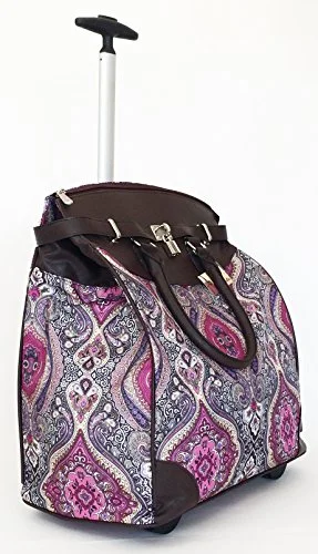 Suitcase for cruise vacations-Trendy Flyer Computer/Laptop Rolling Bag 2 Wheel Case Taj Fuchsia