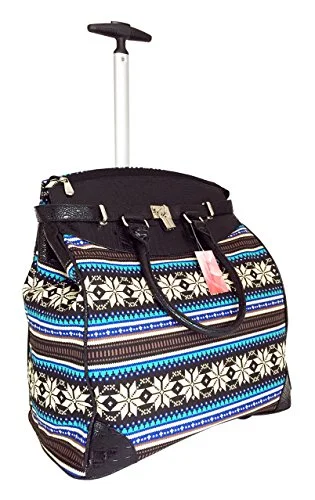 Suitcase with reinforced corners-Trendy Flyer Computer/Laptop Rolling Bag 2 Wheel Case Tribal Blue