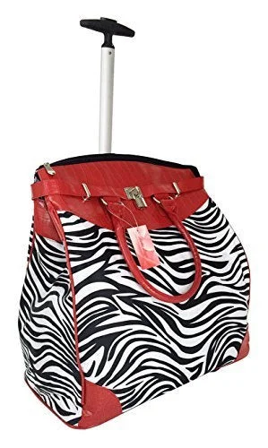 Suitcase with side handles-Trendy Flyer Computer/Laptop Rolling Bag 2 Wheel Case Zebra Red