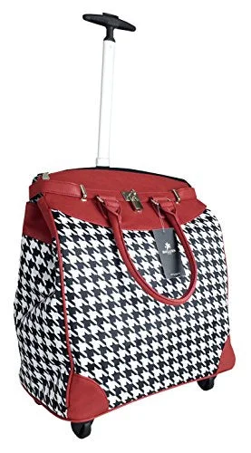 Suitcase for stylish travelers-Trendy Flyer Computer/Laptop Rolling Bag 4 Wheel Case Houndstooth Red