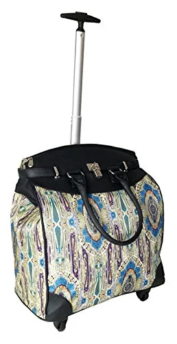 Suitcase for heavy loads-Trendy Flyer Computer/Laptop Rolling Bag 4 Wheel Case Paisley Blue