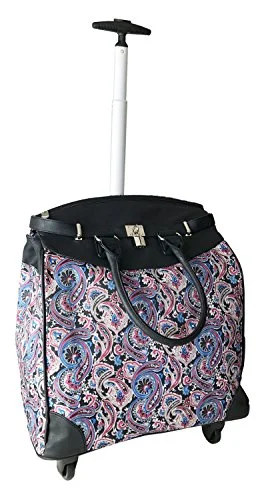 Suitcase for adventure travel-Trendy Flyer Computer/Laptop Rolling Bag 4 Wheel Case Paisley Pink