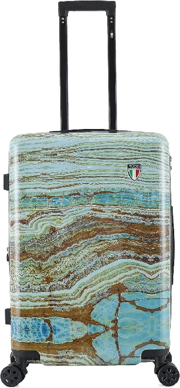 Suitcase with lightweight wheels-TUCCI Emerald Marble 24” Medium Hardside Checked Suitcase