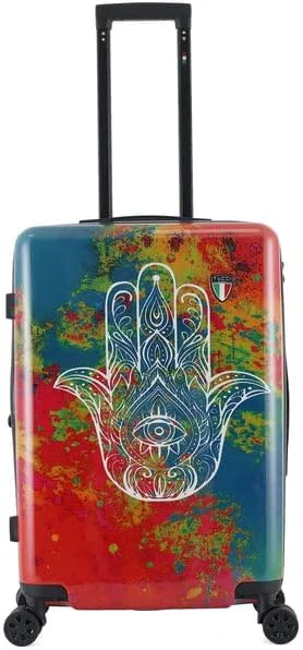 Suitcase for travel gear-TUCCI Exotic Hamsa 24” Medium Hardside Checked Suitcase