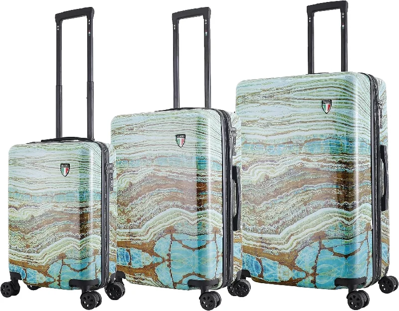 Suitcase for lightweight design-TUCCI Italy Emerald Marble (20”, 24” & 28”) Hardside Suitcase Set