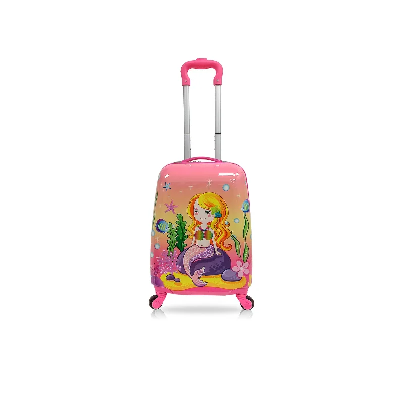 Suitcase with trendy prints-Tucci Italy Kids Goldy Mermaid 2 Piece Hardside Luggage Set