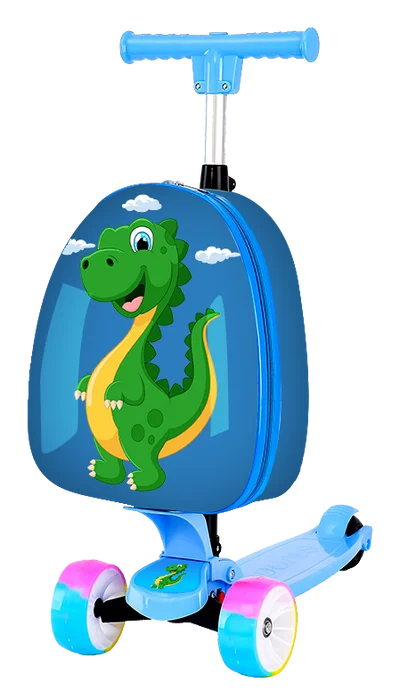 Suitcase with organizer pockets-Tucci Italy Kids Happy Dino 2 Piece Hardside Luggage Set