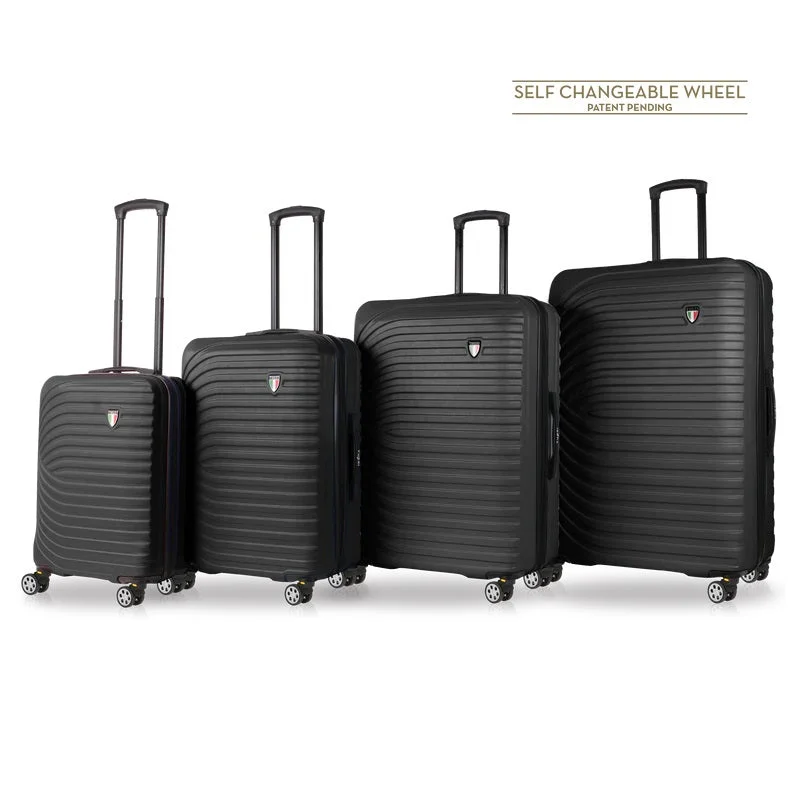 Suitcase with sleek patterns-TUCCI Italy MOZZAFIATO 4 Piece Travel Luggage Suitcase Set (20", 24", 28", 32")