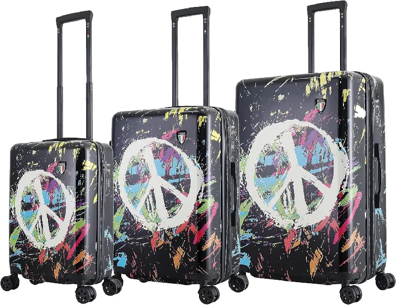 Suitcase with sturdy stitching-TUCCI Italy Peace In The World (20”, 24” & 28”) Hardside Suitcase Set