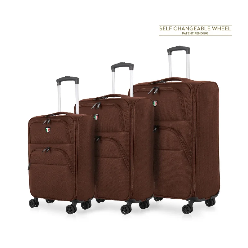 Suitcase with extra durability-TUCCI Italy VOLO 3 PC Expandable Travel Suitcase 20", 26", 30"