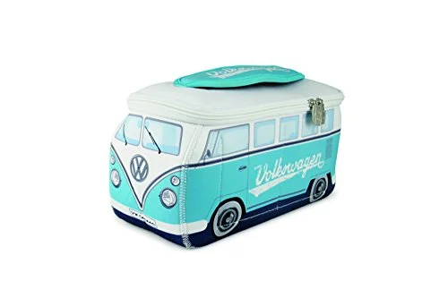 Suitcase with modern logos-Vw Collection By Brisa Vw T1 Bus 3D Neoprene Universal Bag, Turquoise/White