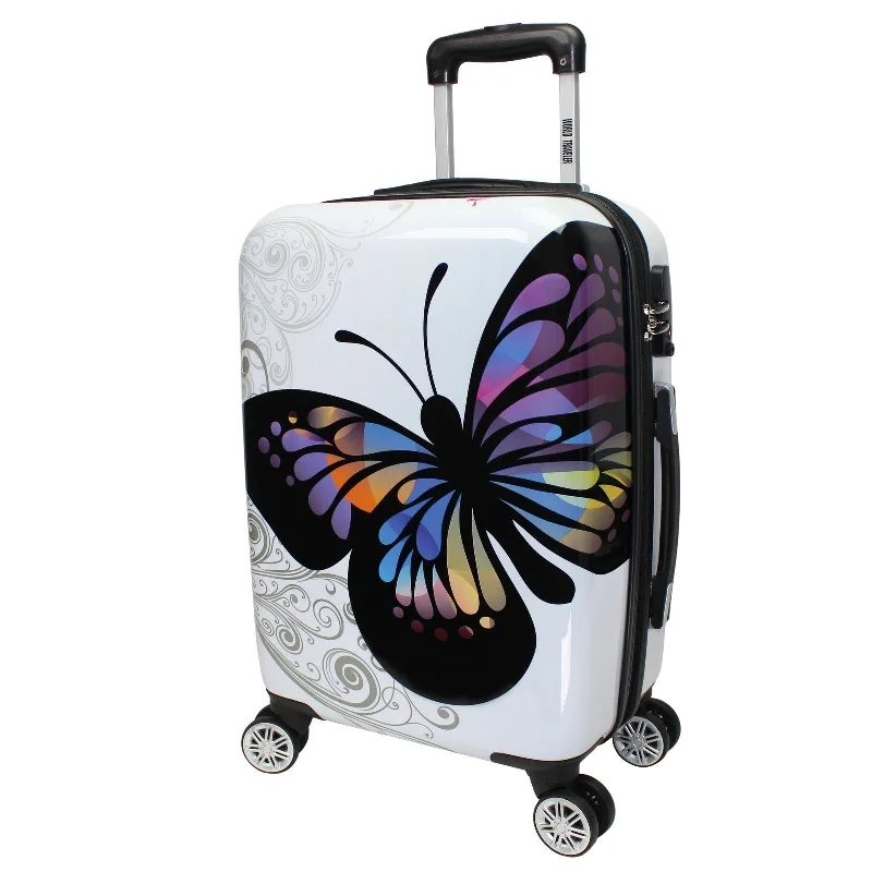 Suitcase for family vacations-World Traveler Butterfly 20-Inch Carry-On Hardside Expandable Spinner Luggage