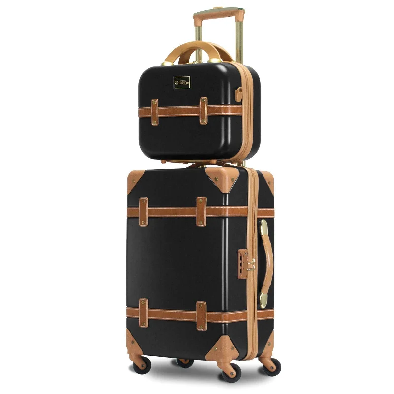 Suitcase with lightweight design-World Traveler Gatsby Luxury Trunk 2-Piece Spinner Carry-On Luggage Set