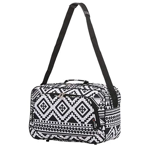 Duffle Bags for spas-16 Inch Carry On Hand Luggage Flight Duffle Bag, 2nd Bag or Underseat, 19L (Black Aztec)