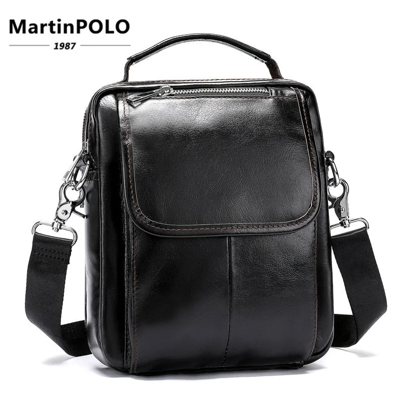 Crossbody with firm locks-2019 Genuine Leather Men Bag Mini Messenger Bag Men'S Shoulder Bags Male Crossbody Bags