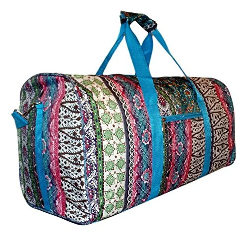 Suitcase with compact size-21 In Print Duffle, Overnight, Carry On Bag With Outside Pocket And Shoulder Strap (Blank - Boho