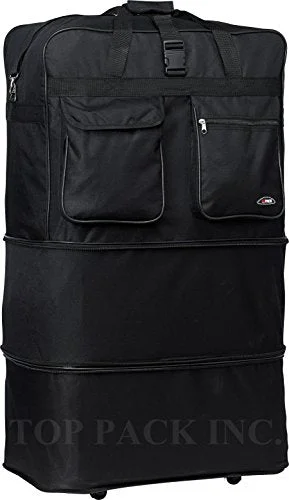 Duffle Bags for transport-30" Rolling Wheeled Duffle Bag Spinner Suitcase Luggage Expandable (30 Inch, Black)