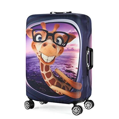 Suitcase for extended travel-3D Print Giraffe Design Travel Luggage Protector Suitcase Cover 22"-24" Suitcase Dust Cover Size M