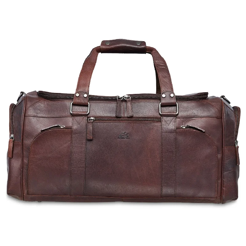 Duffle Bags for landlords-Mancini Leather Duffle Bag, 23" x 10" x 10.25", Brown