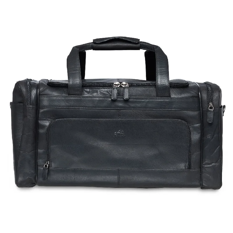 Duffle Bags for new homes-Mancini Leather Carry-on Duffle Bag, 20" x 10.75" x 10.75", Black